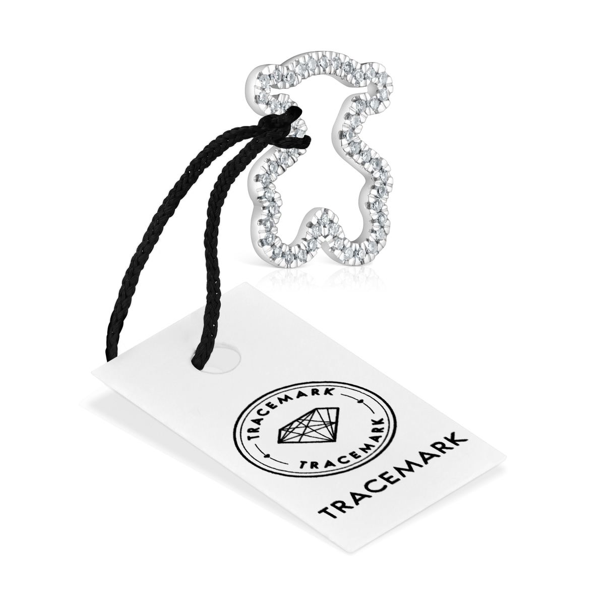 Colgante oso de oro blanco con diamantes 14 mm Icon Gems