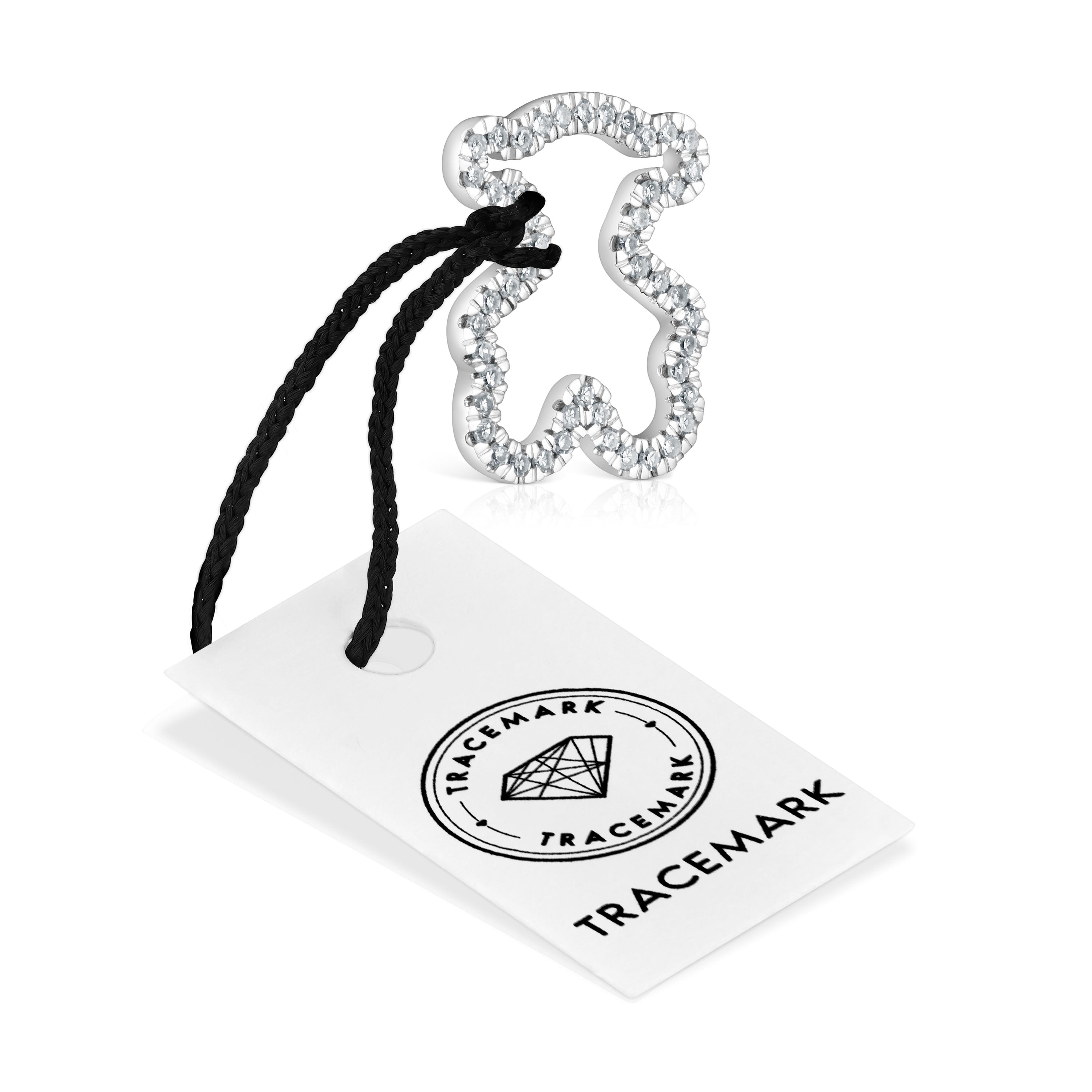 14 mm white gold bear pendant with diamonds Icon Gems