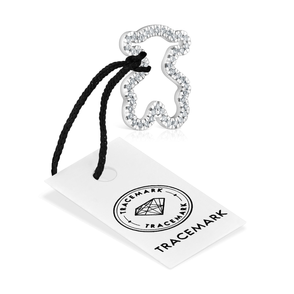14 mm white gold bear pendant with diamonds Icon Gems