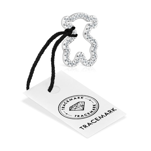 14 mm white gold bear pendant with diamonds Icon Gems