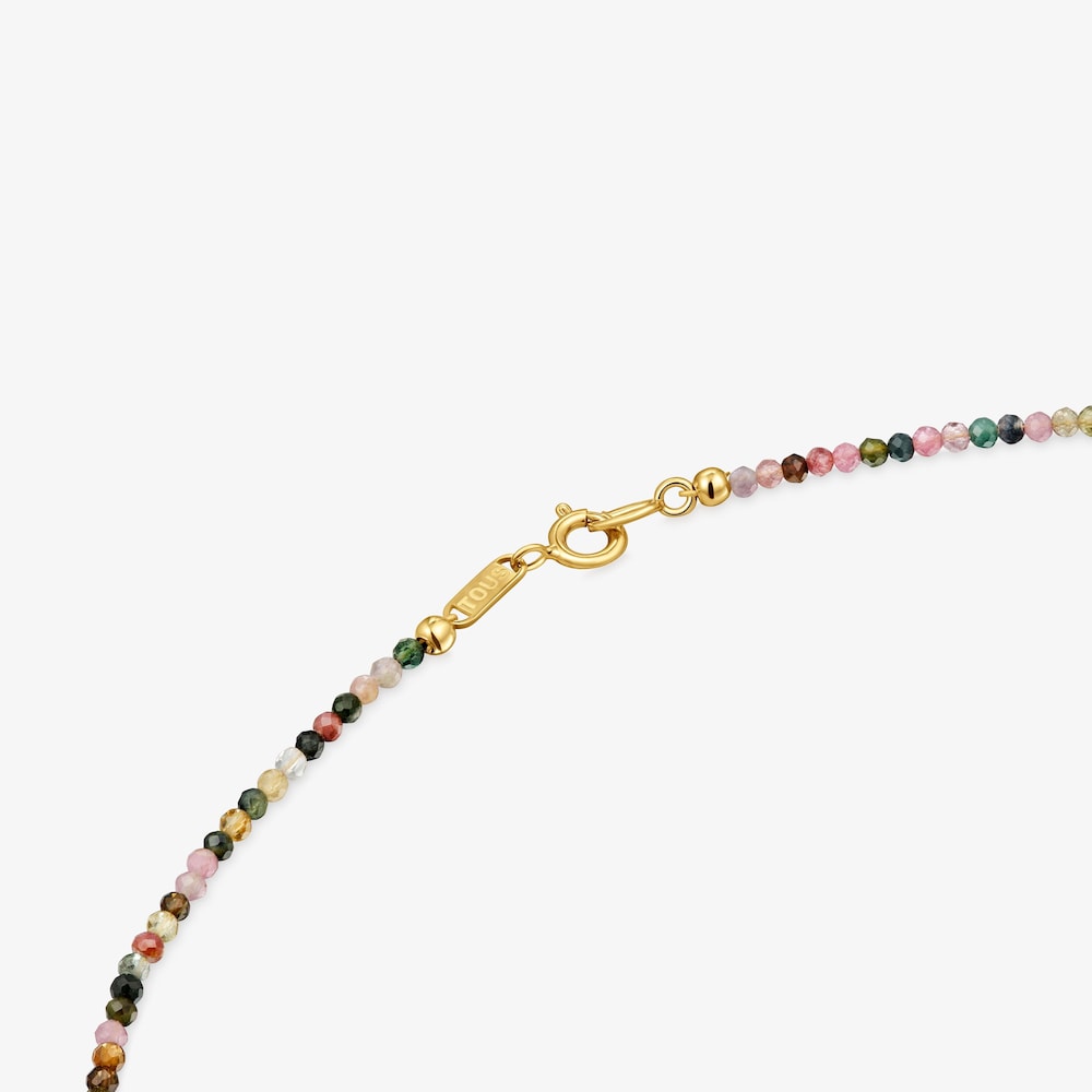 Short 18K gold vermeil Necklace with tourmalines Bold Bear