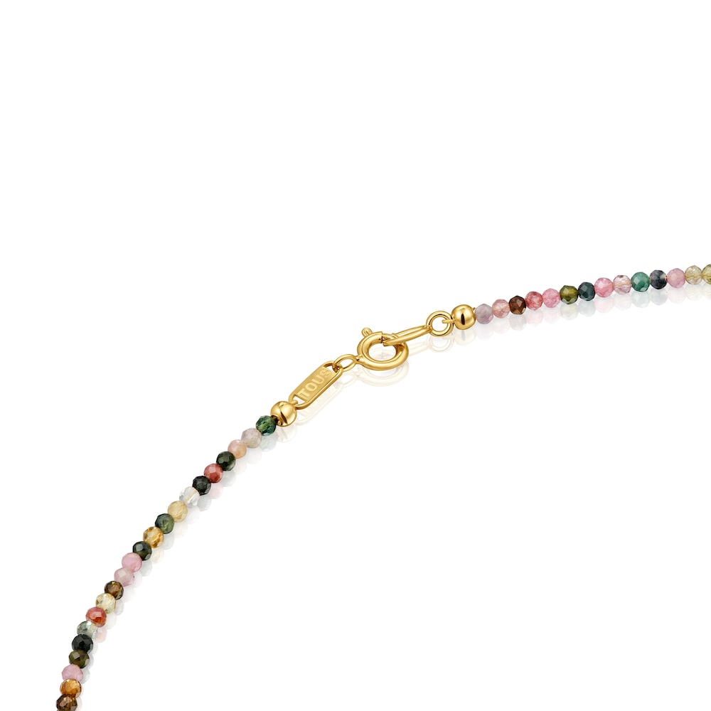 Collar corto con baño de oro 18 kt sobre plata y turmalinas Bold Bear image number 2