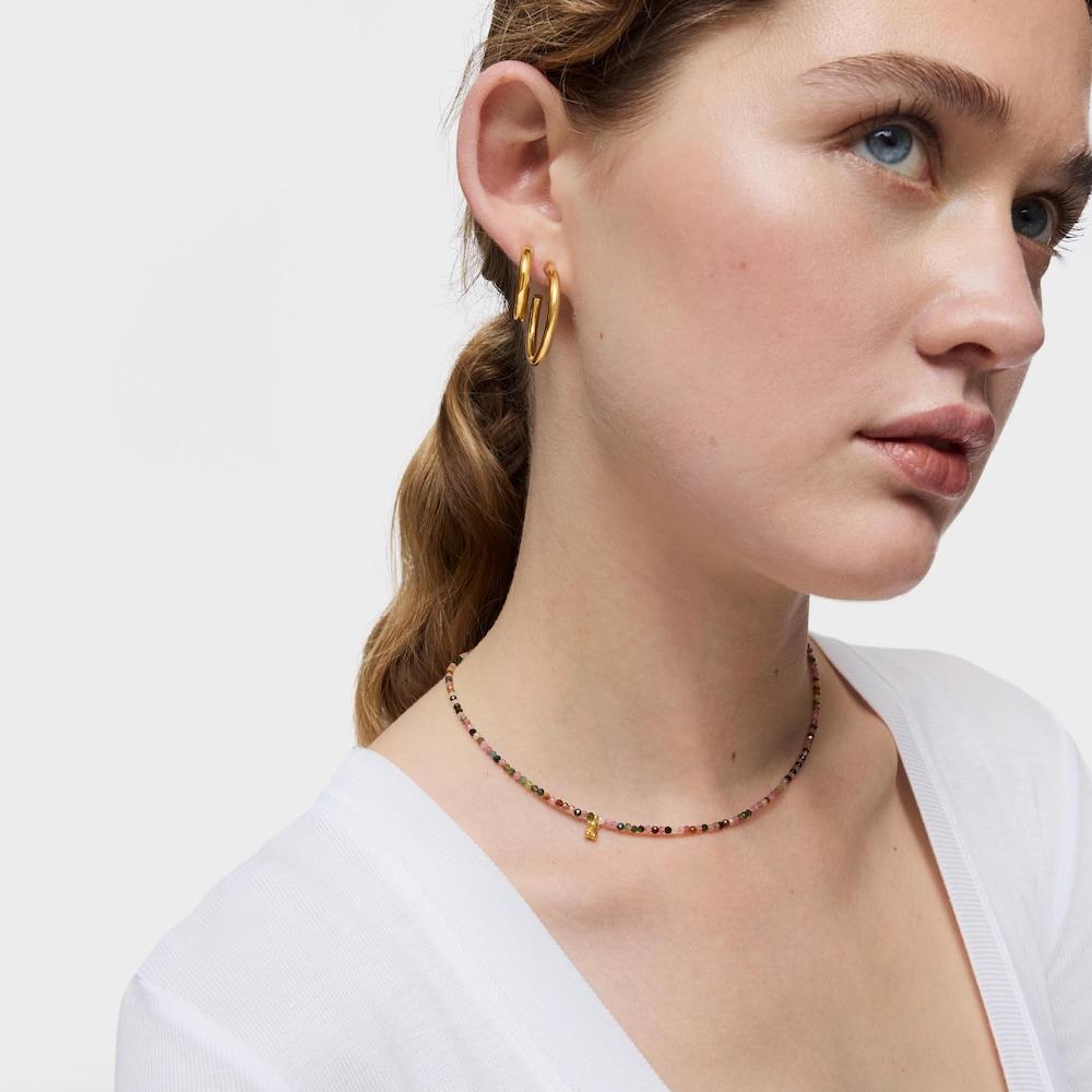 Short 18K gold vermeil Necklace with tourmalines Bold Bear