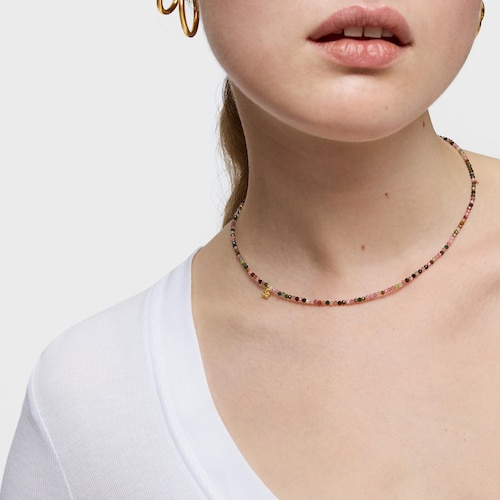 Short 18kt gold plating over silver Necklace with tourmalines Bold Bear