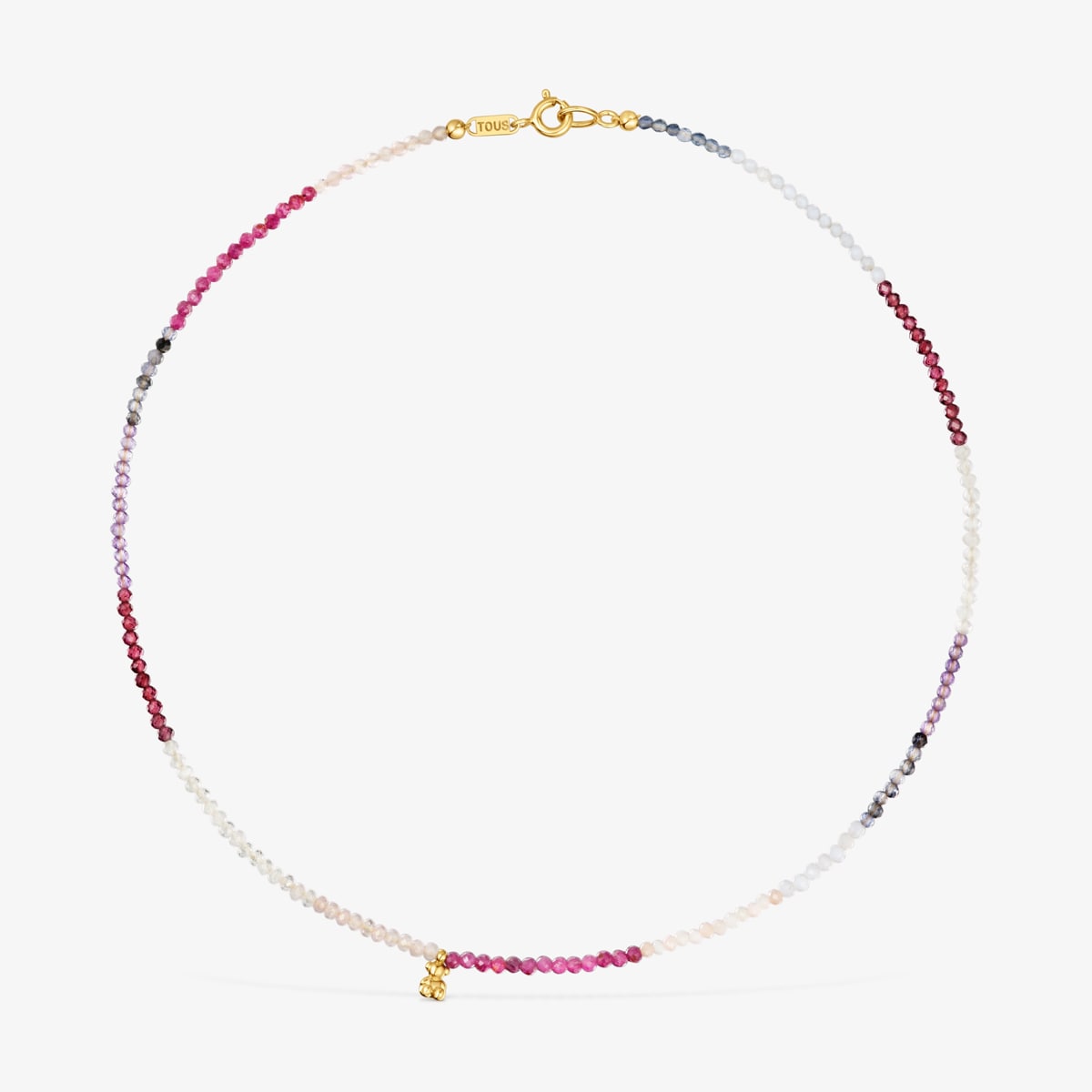 Tous - Collar Corto Con Baño De Oro 18 Kt Sobre Plata Y Turmalinas Bold Bear - Rosa