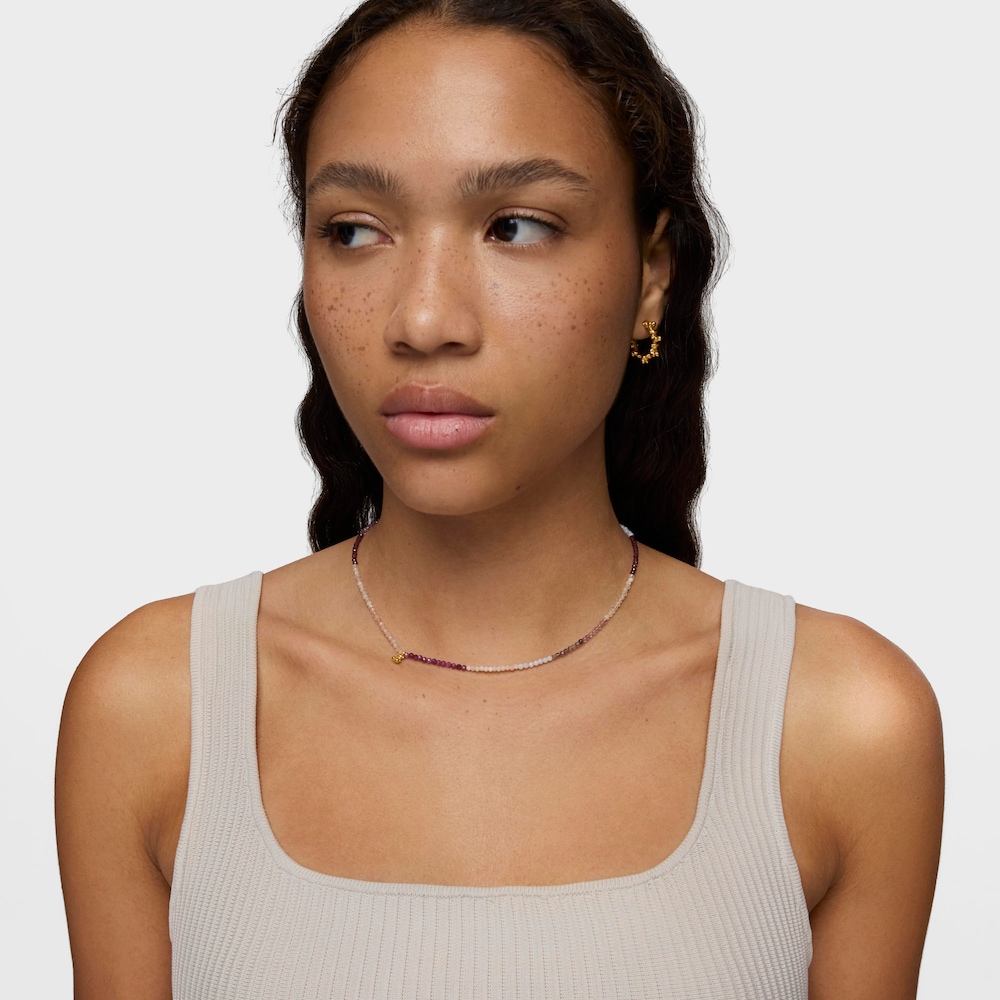 Kr&oacute;tki naszyjnik ze srebra pokrytego 18-karatowym złotem z turmalinami Bold Bear