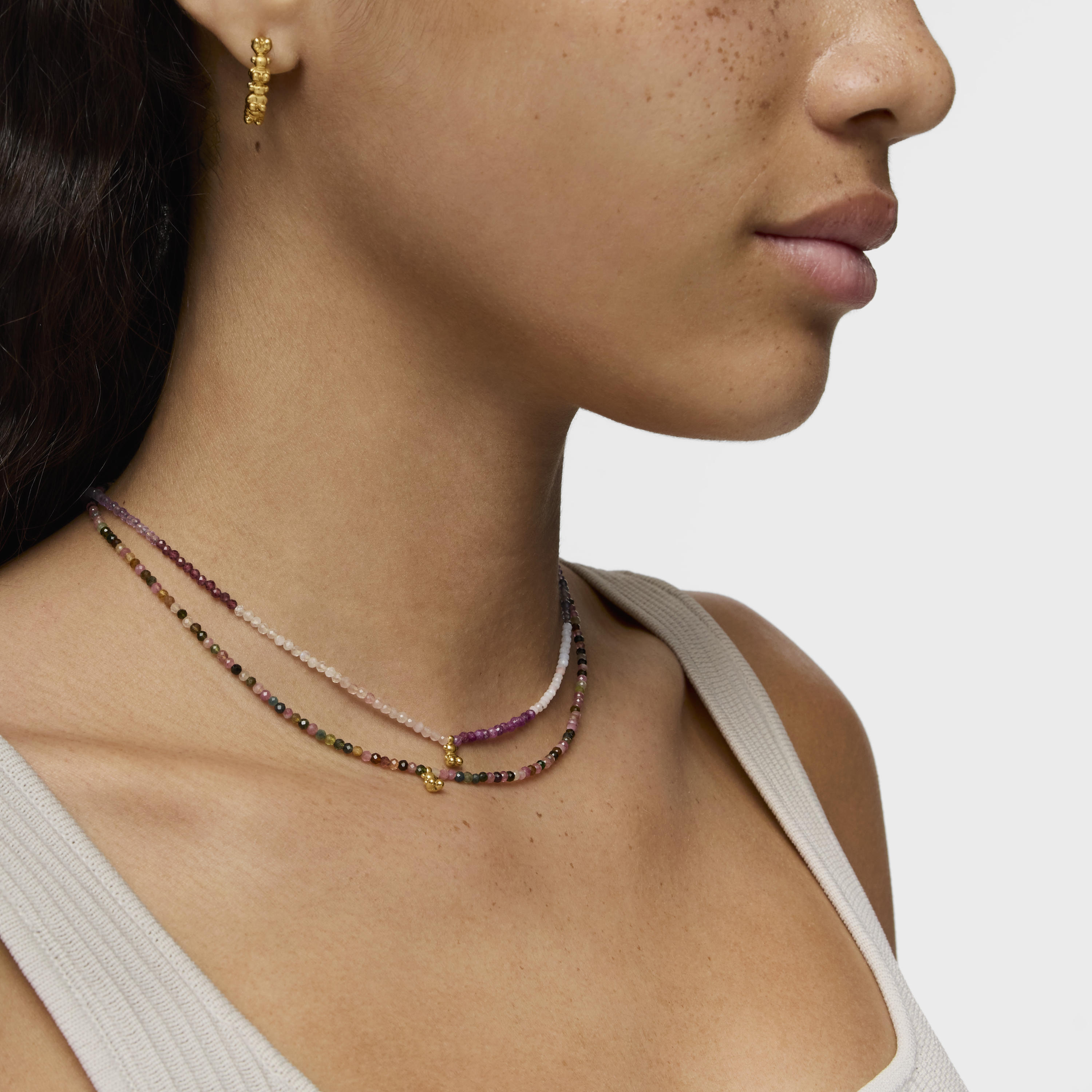 Short 18K gold vermeil Necklace with tourmalines Bold Bear