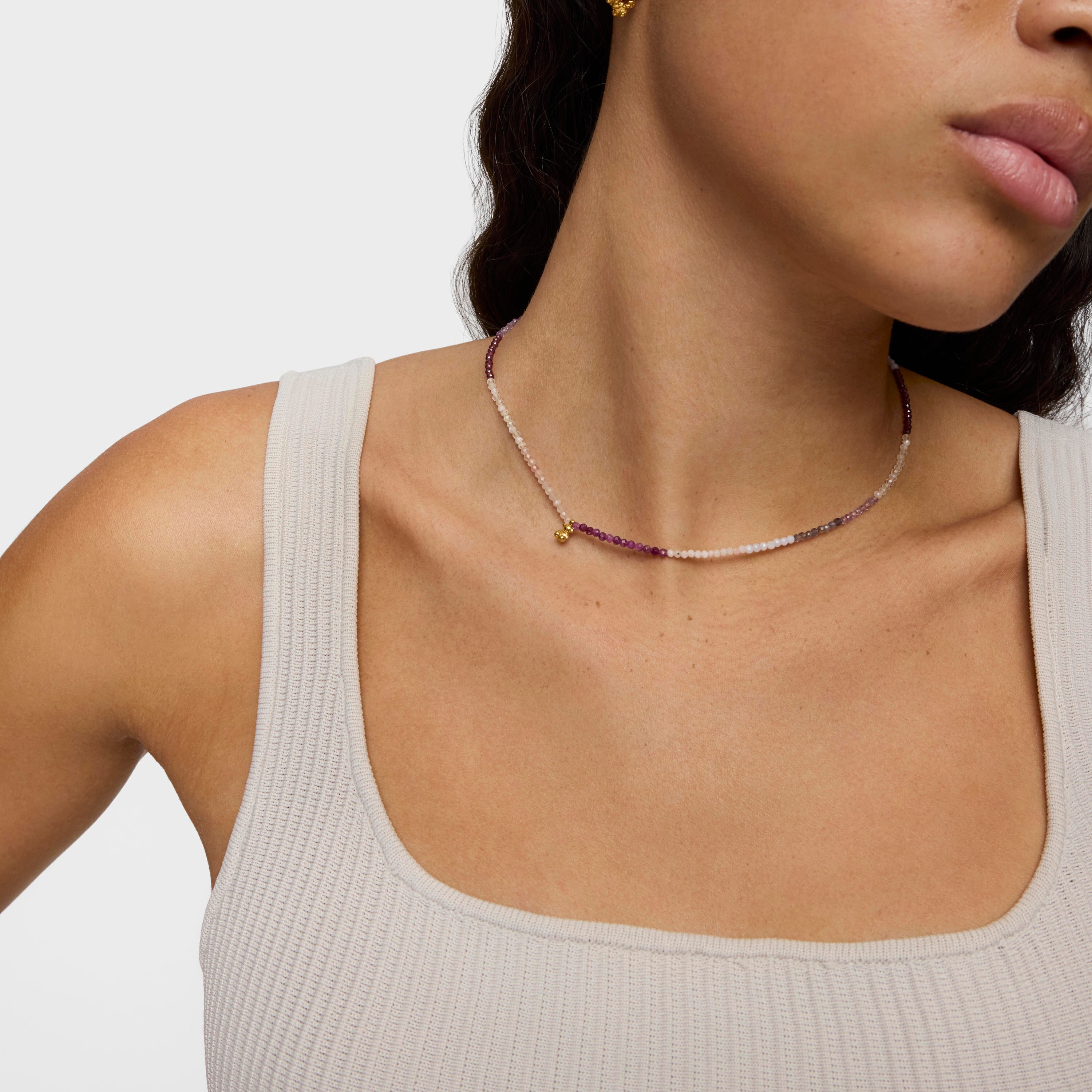 Short 18K gold vermeil Necklace with tourmalines Bold Bear