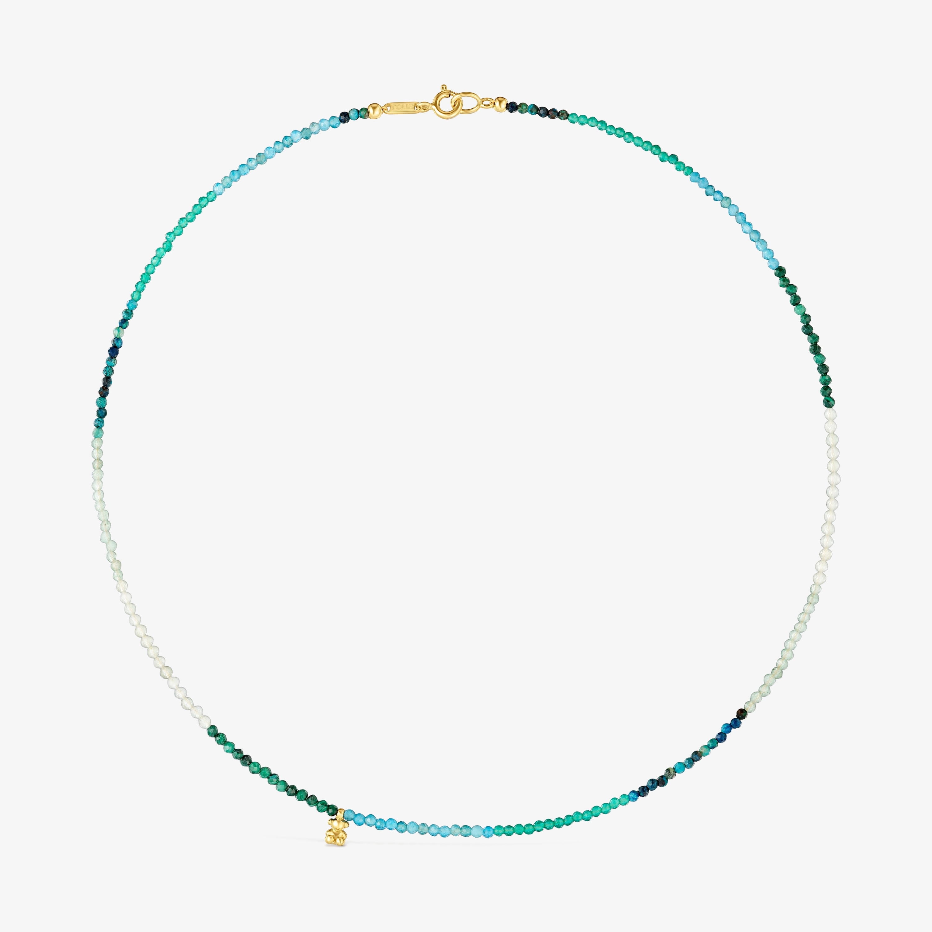 Short 18K gold vermeil Necklace with tourmalines Bold Bear