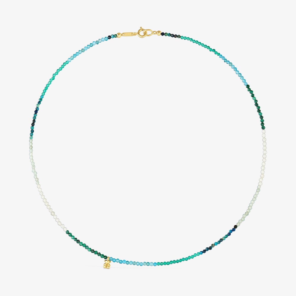 Kr&oacute;tki naszyjnik ze srebra pokrytego 18-karatowym złotem z turmalinami Bold Bear