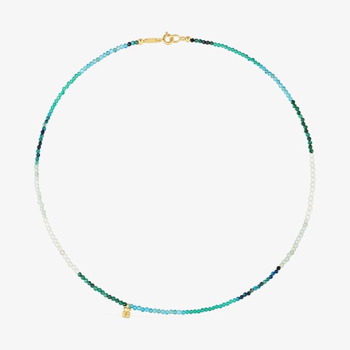 Colar curto banhado a ouro de 18&nbsp;K sobre prata e turmalina Bold Bear