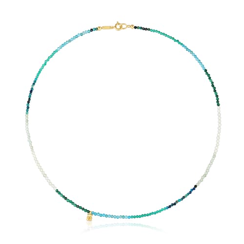 Short 18kt gold plating over silver Necklace with tourmalines Bold Bear