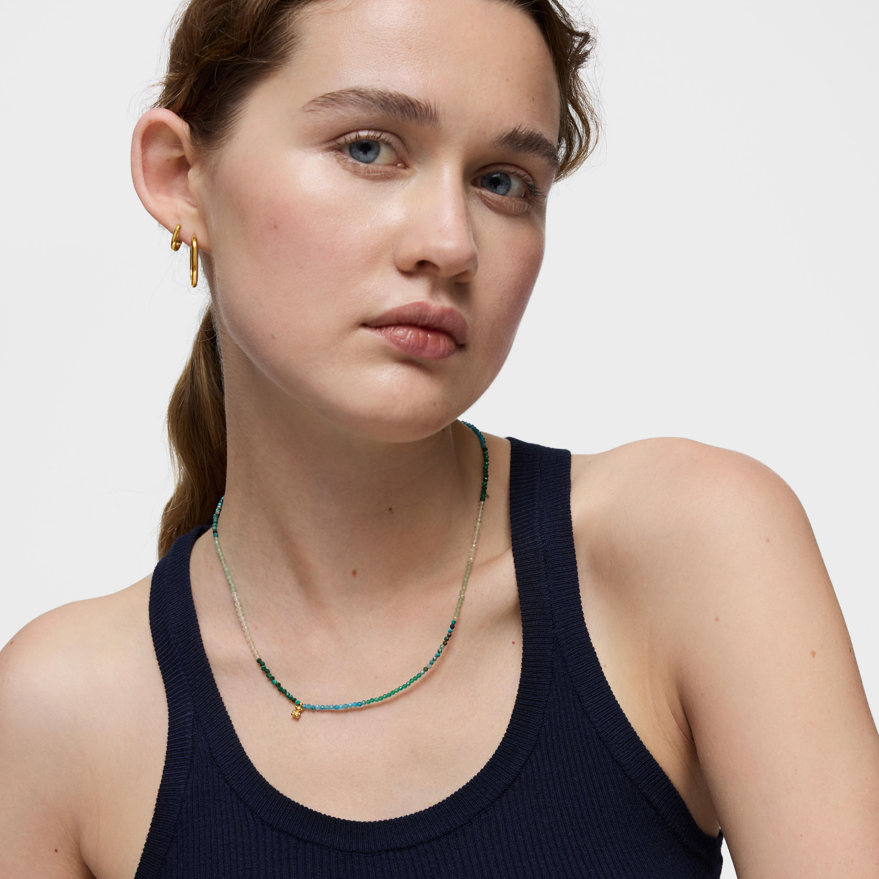 Short 18K gold vermeil Necklace with tourmalines Bold Bear