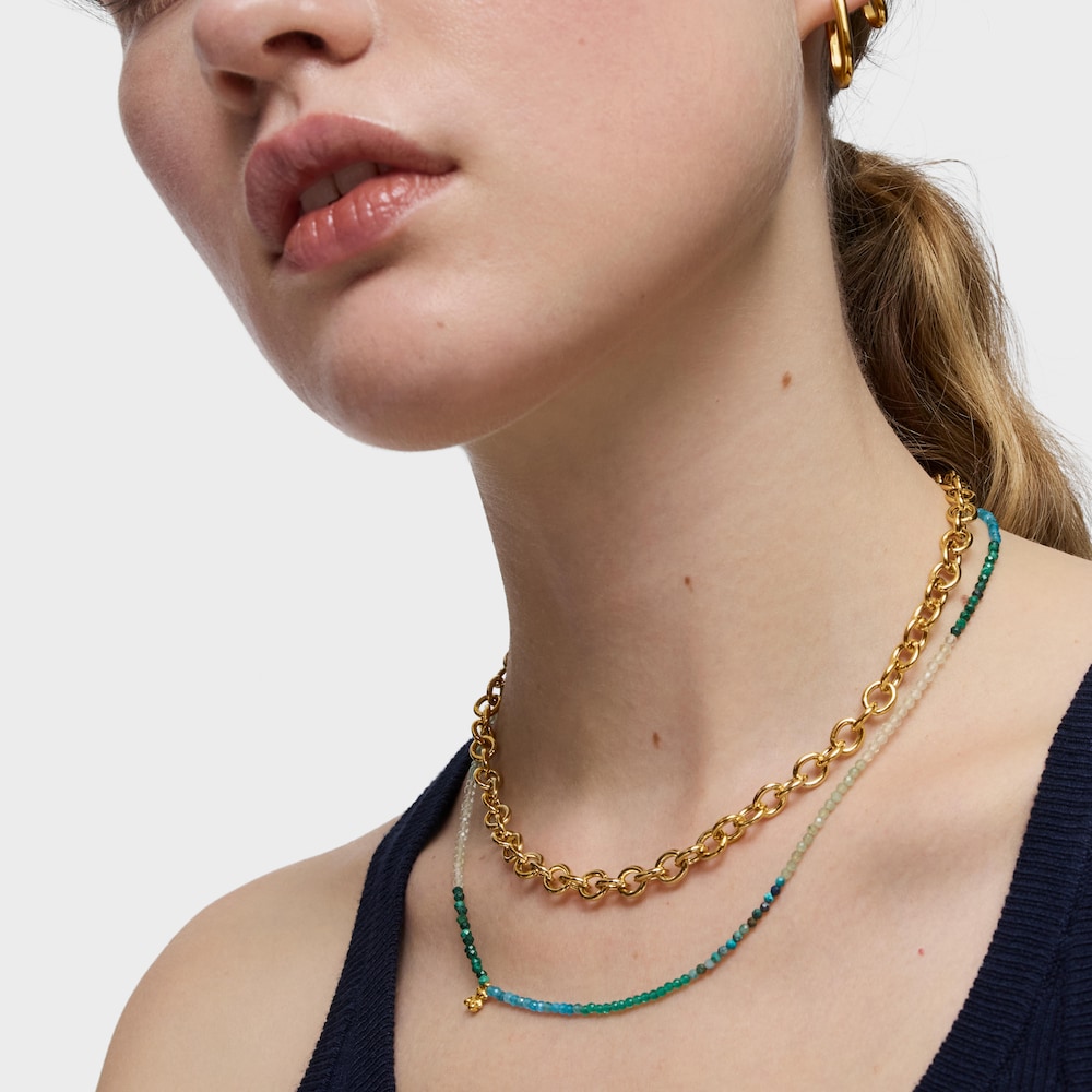 Kr&oacute;tki naszyjnik ze srebra pokrytego 18-karatowym złotem z turmalinami Bold Bear