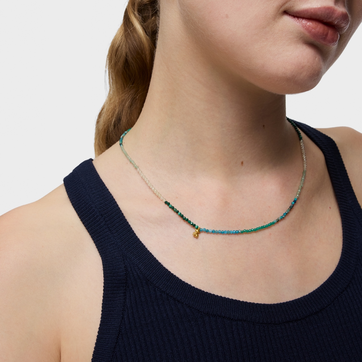 Collar corto con baño de oro 18 kt sobre plata y turmalinas Bold Bear