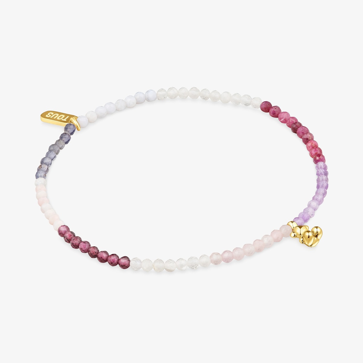 Tous - Pulsera Elástica Con Baño De Oro 18 Kt Sobre Plata Y Gemas Rosadas Bold Bear - Rosa