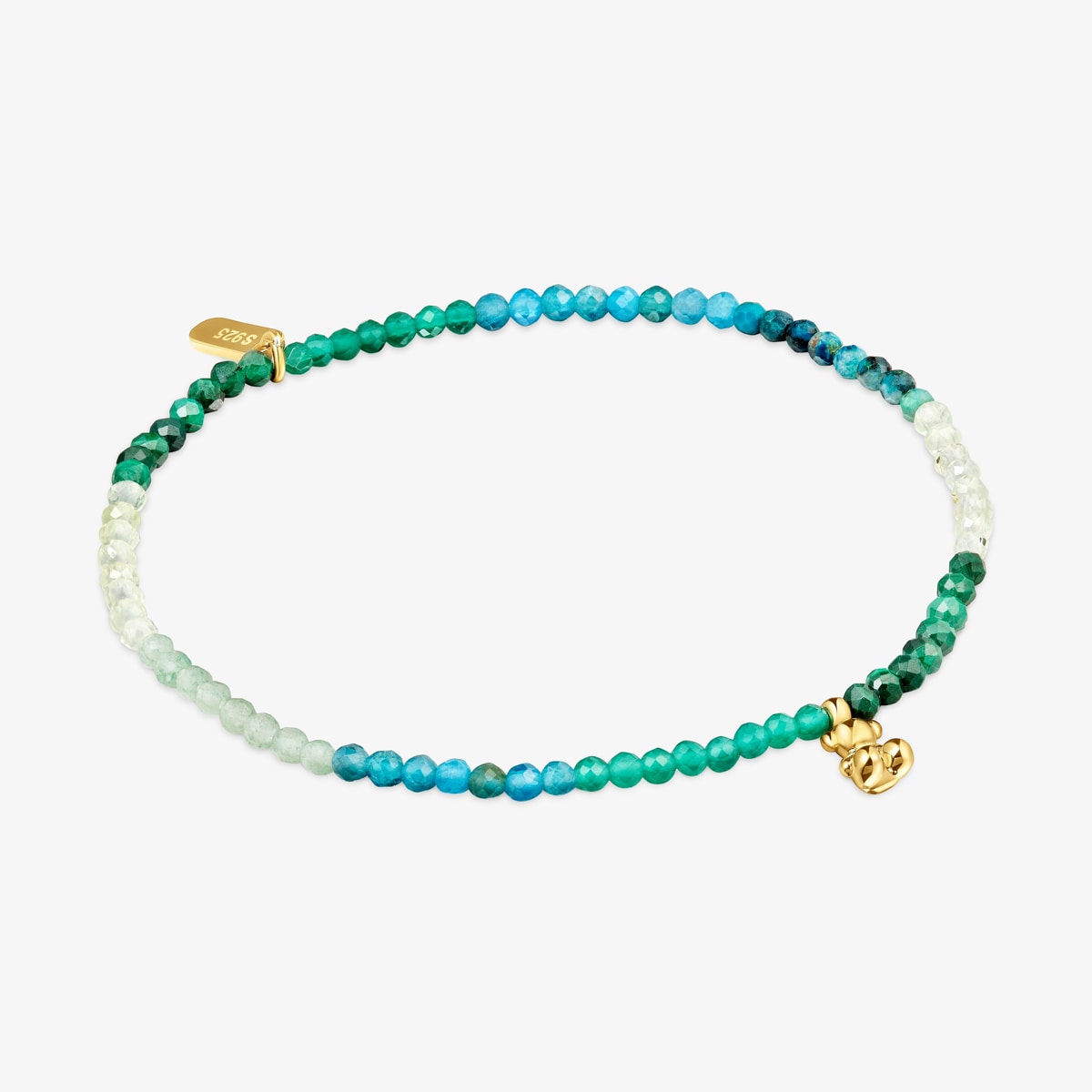 Tous - Pulsera Elástica Con Baño De Oro 18 Kt Sobre Plata Y Gemas Verdes Bold Bear - Azul
