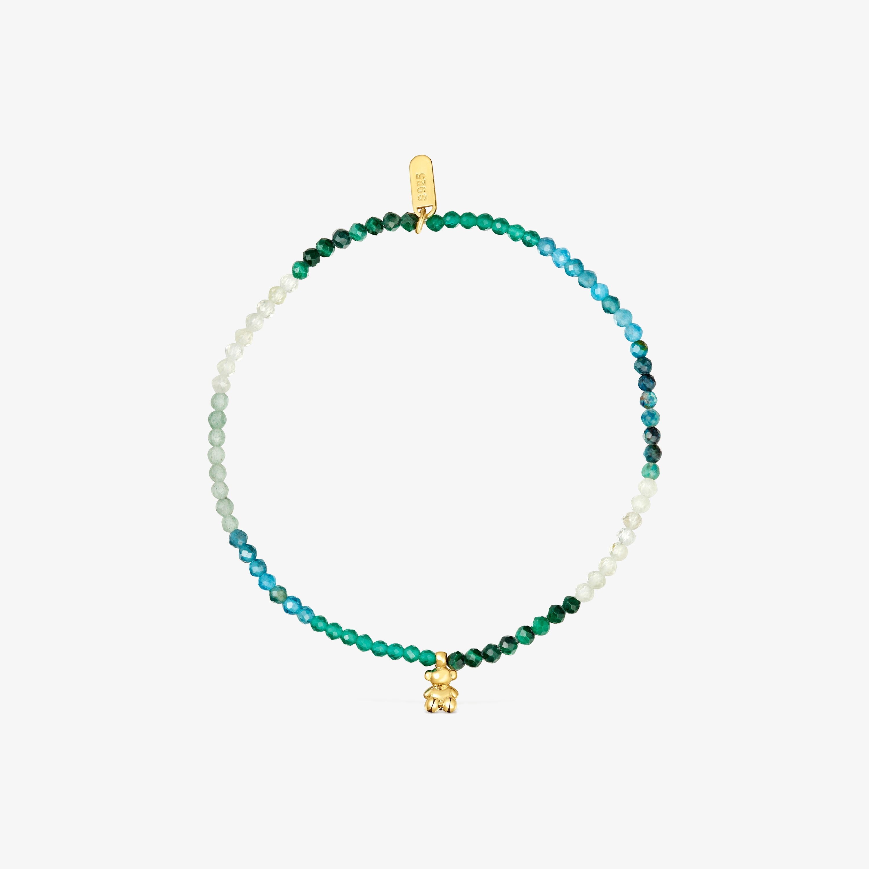18K gold vermeil elastic Bracelet with green gemstones TOUS Bold Bear