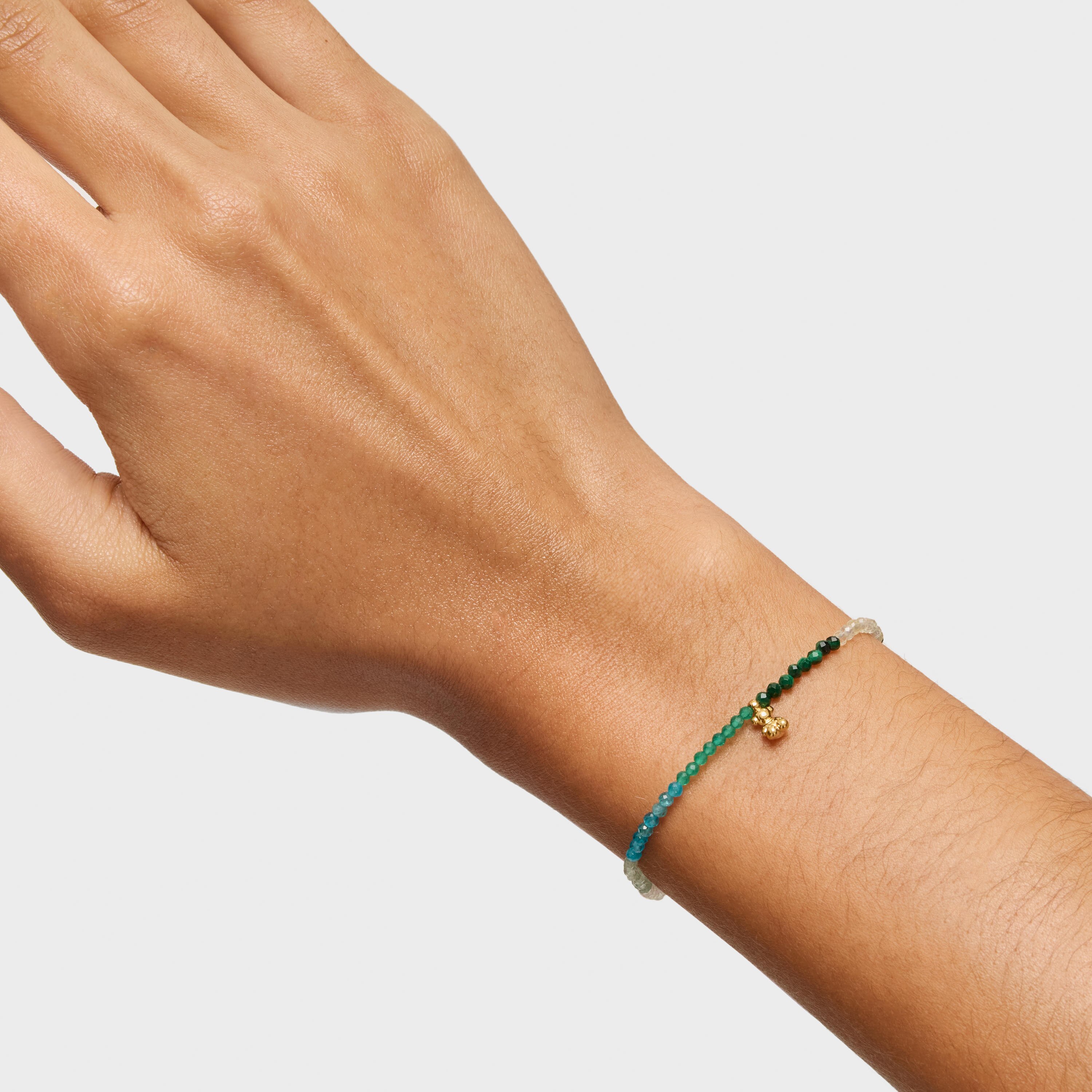 18kt gold plating over silver elastic Bracelet with green gemstones TOUS Bold Bear