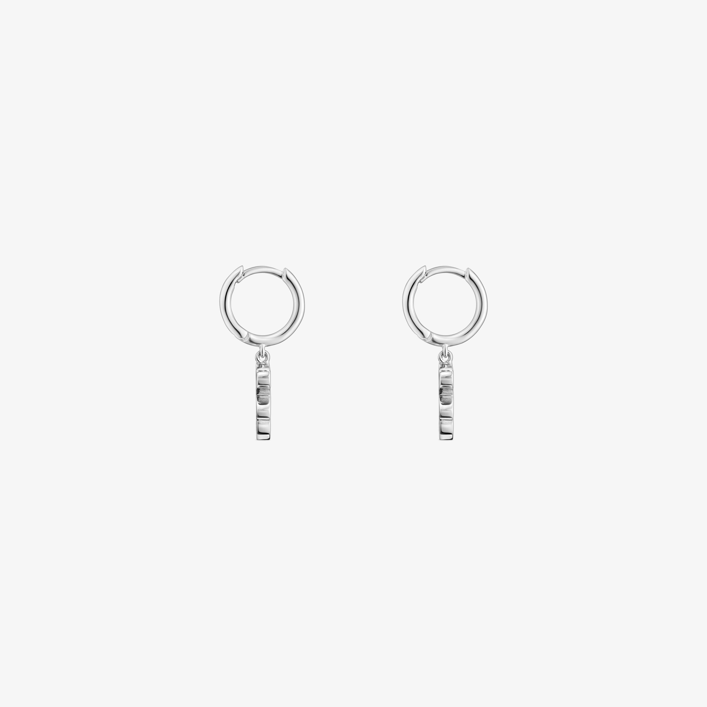 Silver Hoop earrings with bear pendant charm Sweet Dolls