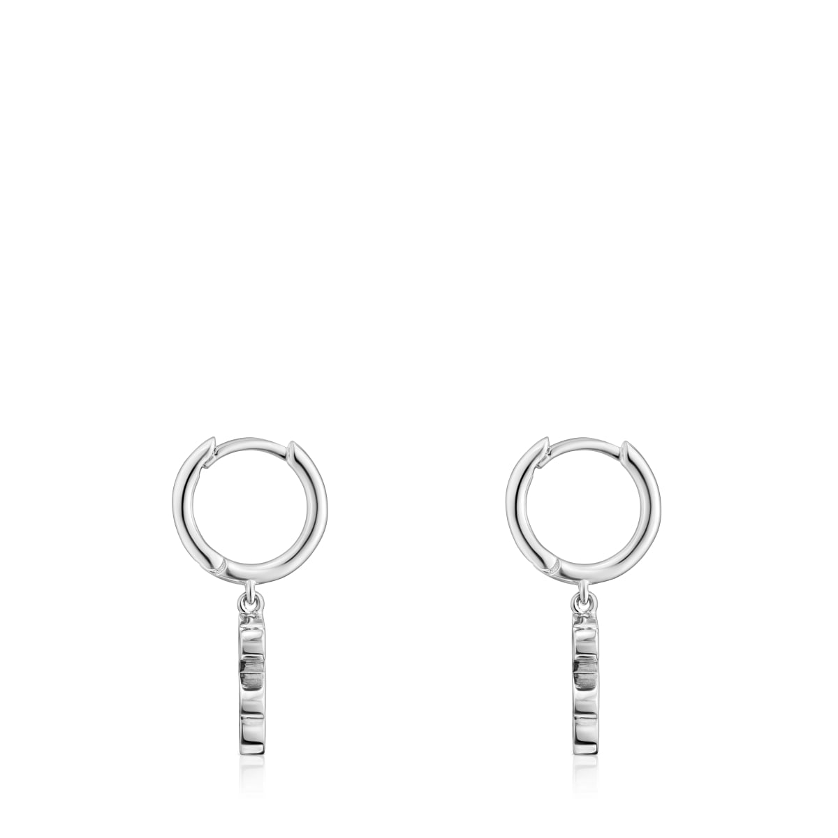 Silver Hoop earrings with bear pendant charm Sweet Dolls