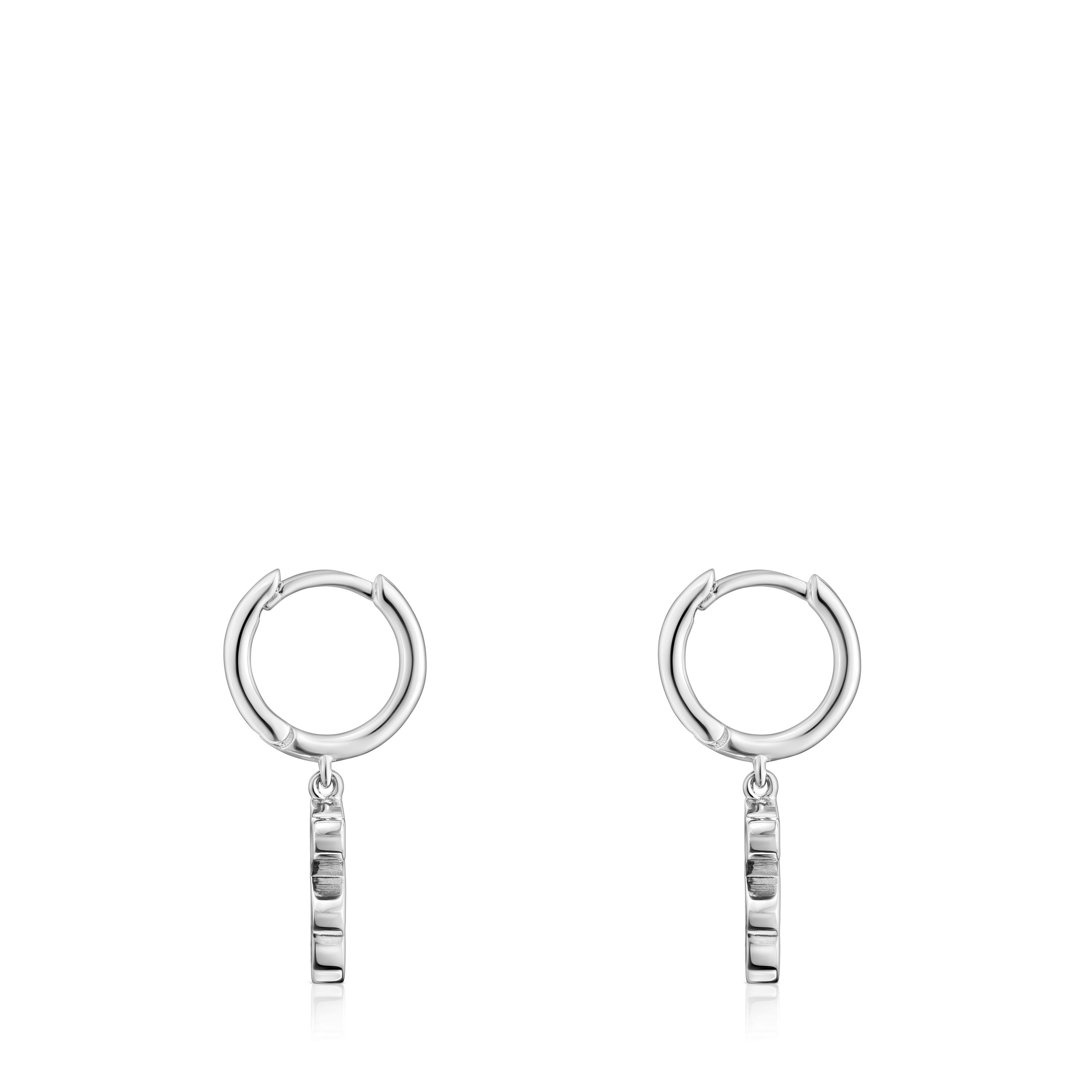 Silver Hoop earrings with bear pendant charm Sweet Dolls