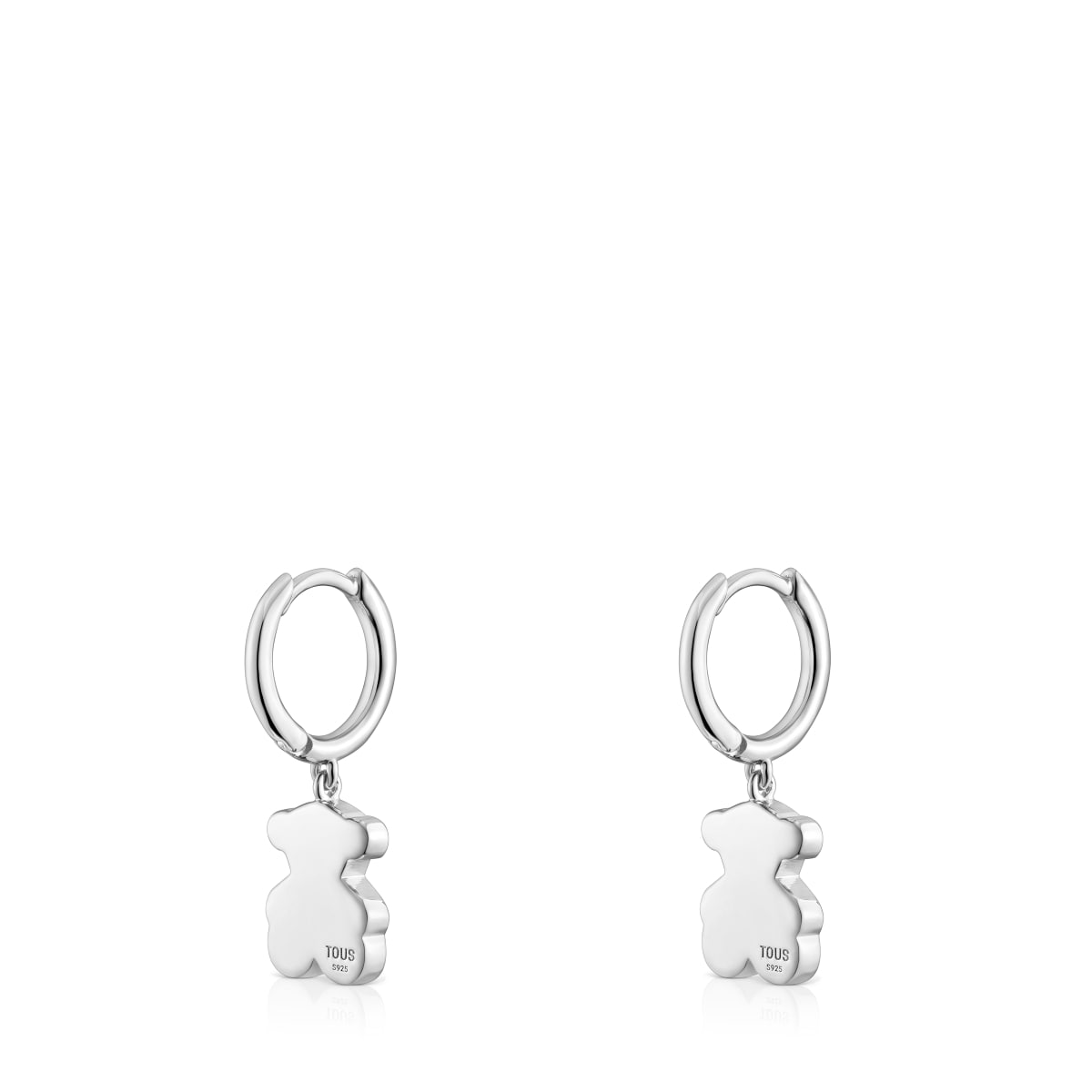Silver Hoop earrings with bear pendant charm Sweet Dolls