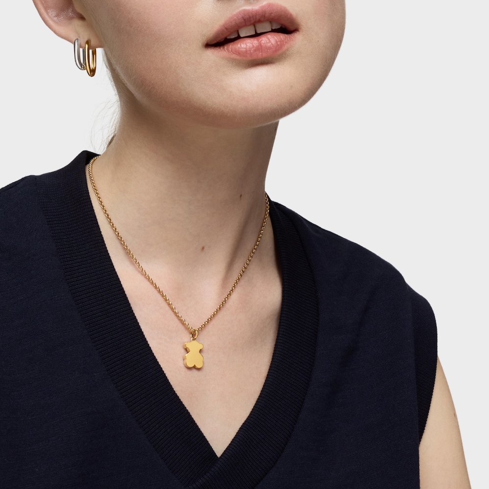 Colgante peque&ntilde;o oso con ba&ntilde;o de oro 18 kt sobre plata 16 mm Sweet Dolls