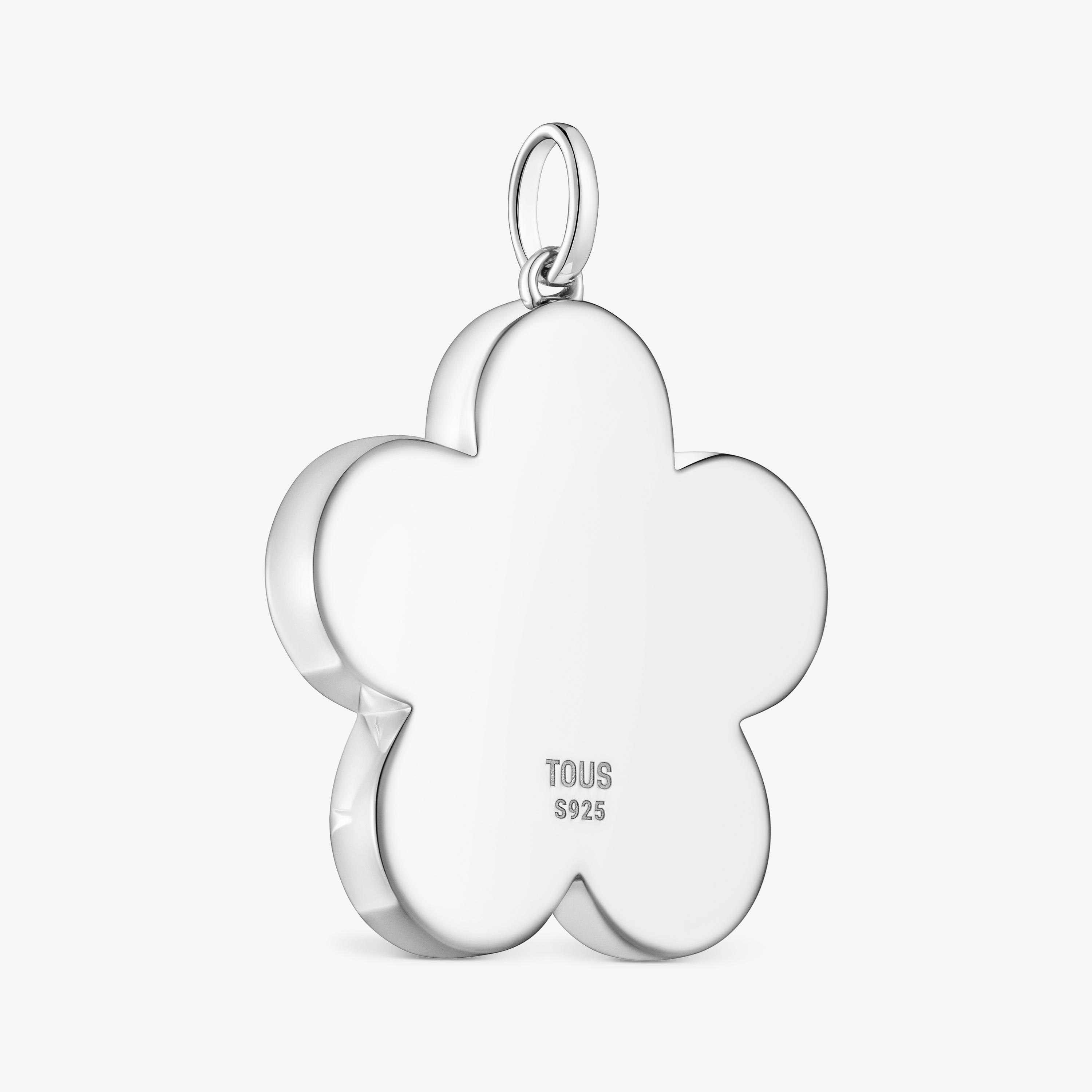 Medium 29mm silver flower Pendant Sweet Dolls