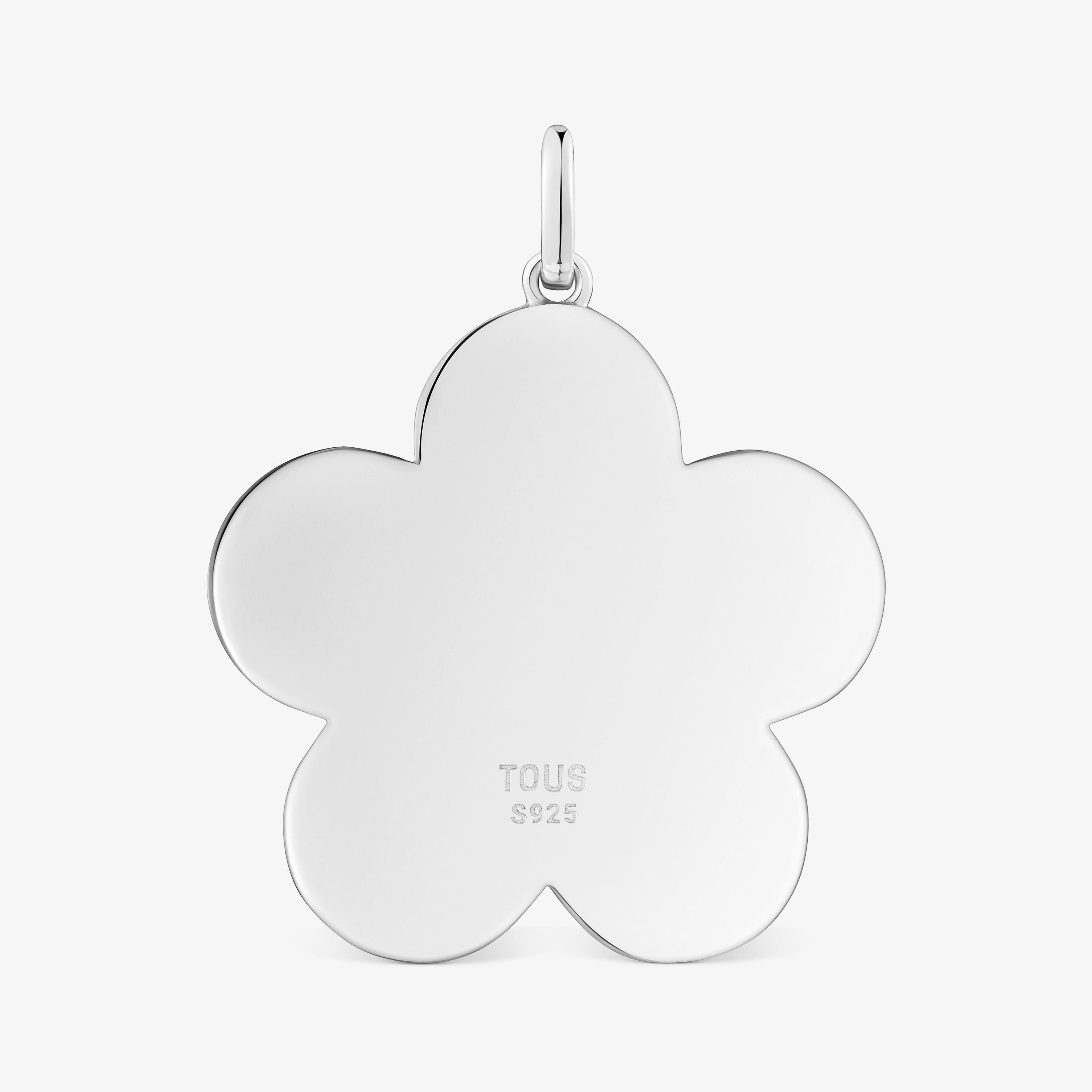 Medium 29mm silver flower Pendant Sweet Dolls