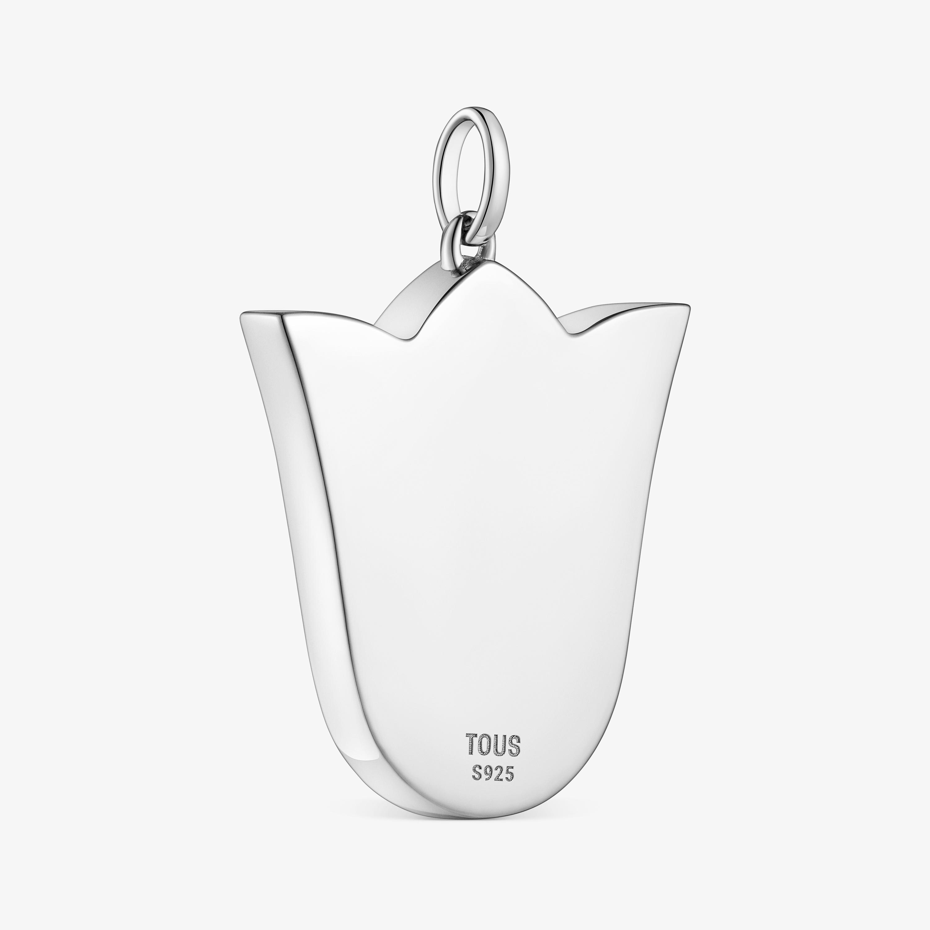 Medium 29mm silver bear tulip Pendant Sweet Dolls