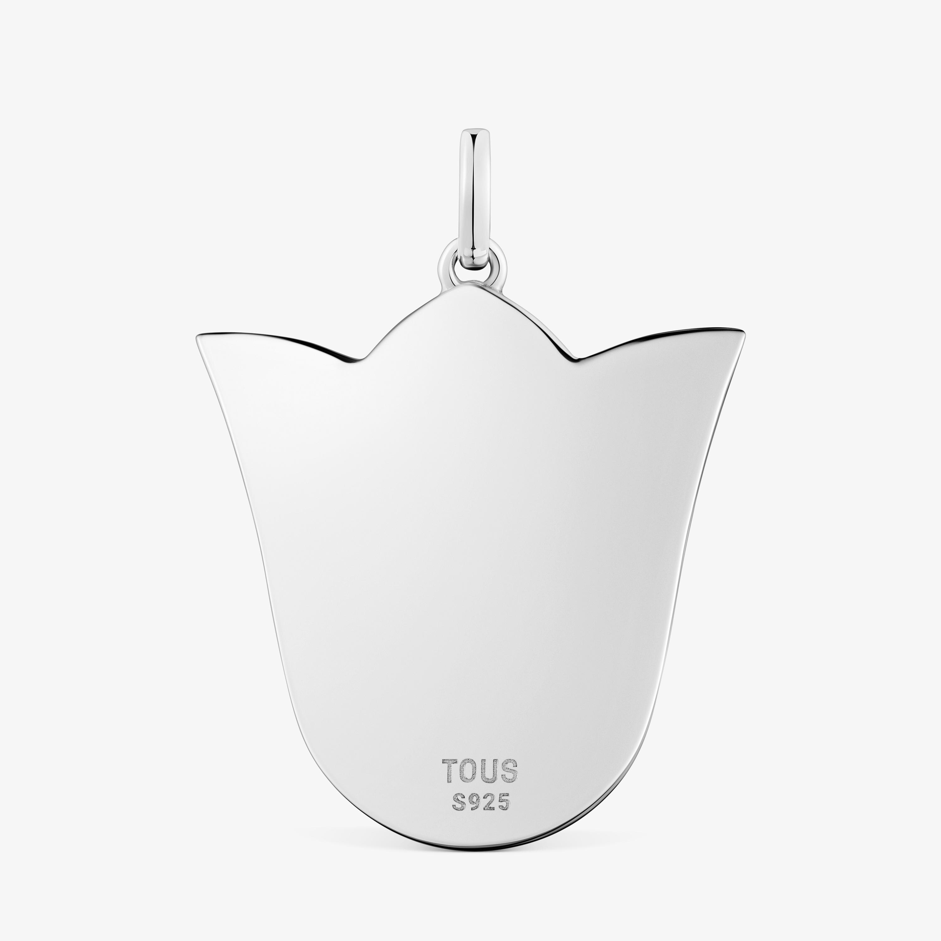 Medium 29mm silver bear tulip Pendant Sweet Dolls