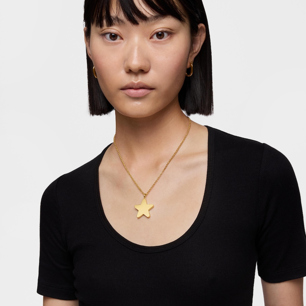 Mittelgro&szlig;er Stern-Anh&auml;nger Sweet Dolls 27&nbsp;mm aus 18&nbsp;kt vergoldetem Silber