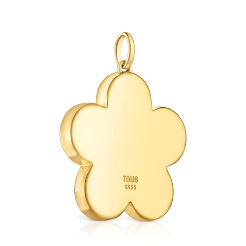 Colgante mediano flor con baño de oro 18 kt sobre plata 27 mm Sweet Dolls