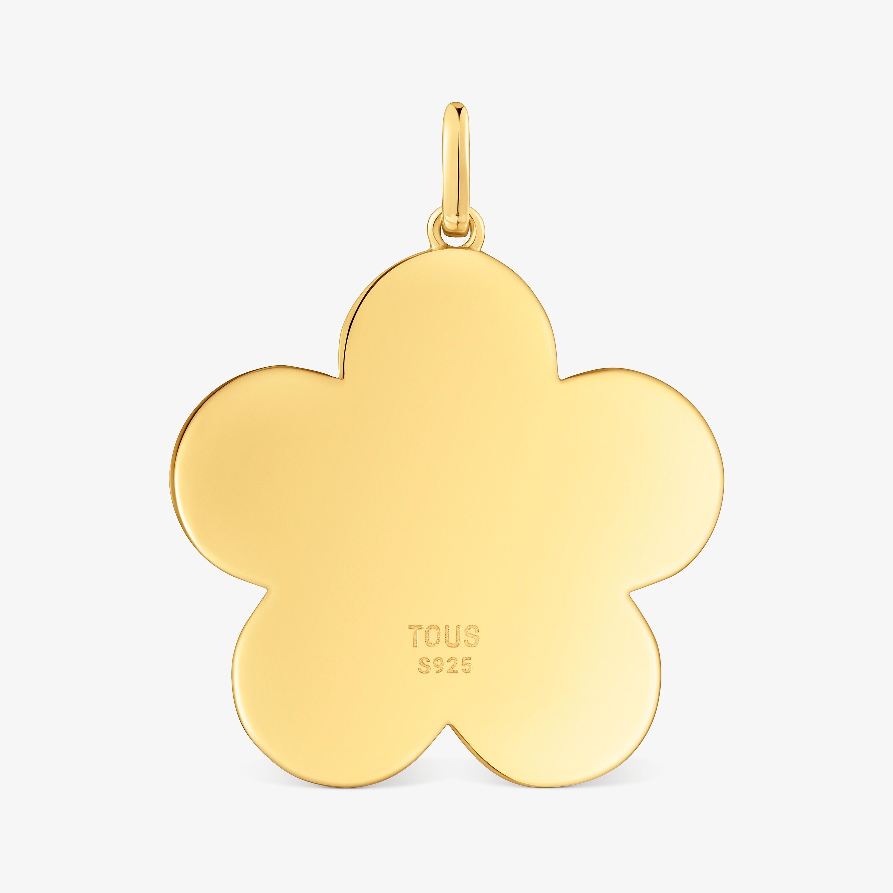 Medium 27mm 18K gold vermeil flower Pendant Sweet Dolls