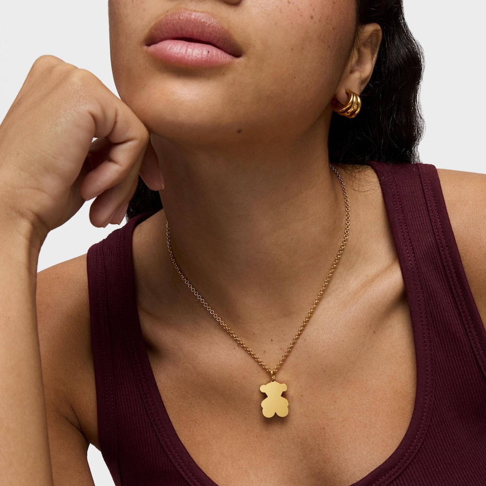 Colgante mediano oso con ba&ntilde;o de oro 18 kt sobre plata 22 mm Sweet Dolls