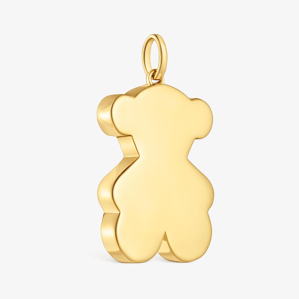 Colgante mediano oso con ba&ntilde;o de oro 18 kt sobre plata 29 mm Sweet Dolls