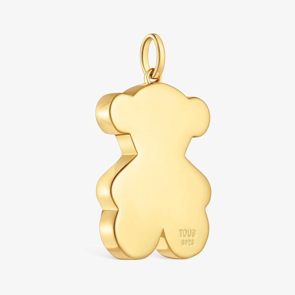 Colgante mediano oso con ba&ntilde;o de oro 18 kt sobre plata 29 mm Sweet Dolls