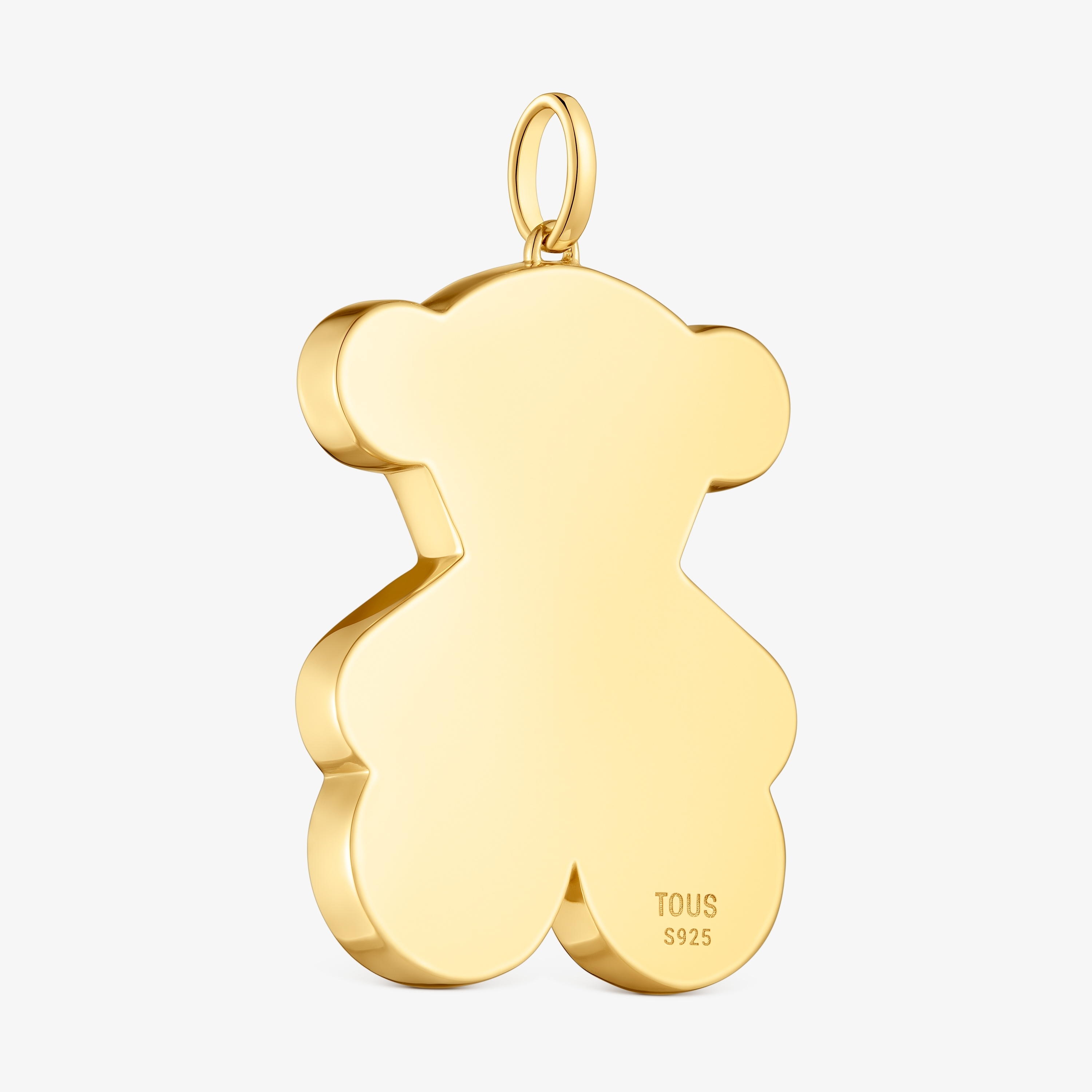 Large 38mm 18K gold vermeil bear Pendant Sweet Dolls