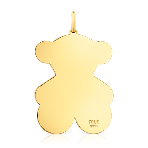 Colgante grande oso con baño de oro 18 kt sobre plata 38 mm Sweet Dolls