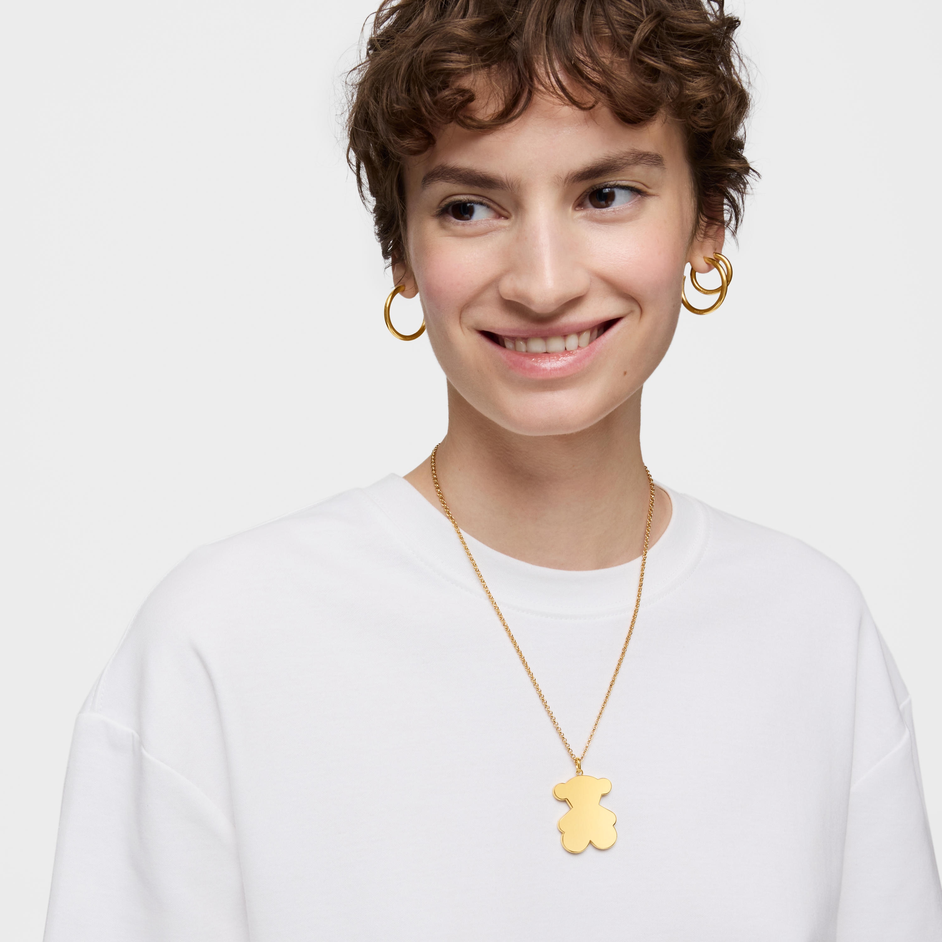 Large 38mm 18K gold vermeil bear Pendant Sweet Dolls