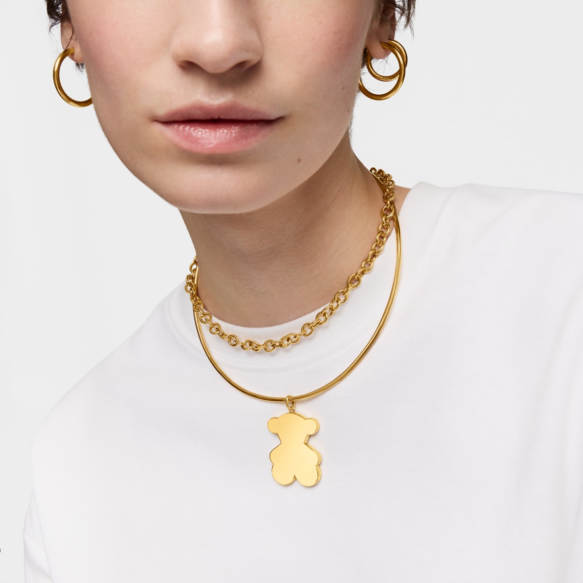 Large 38mm 18kt gold plating over silver bear Pendant Sweet Dolls