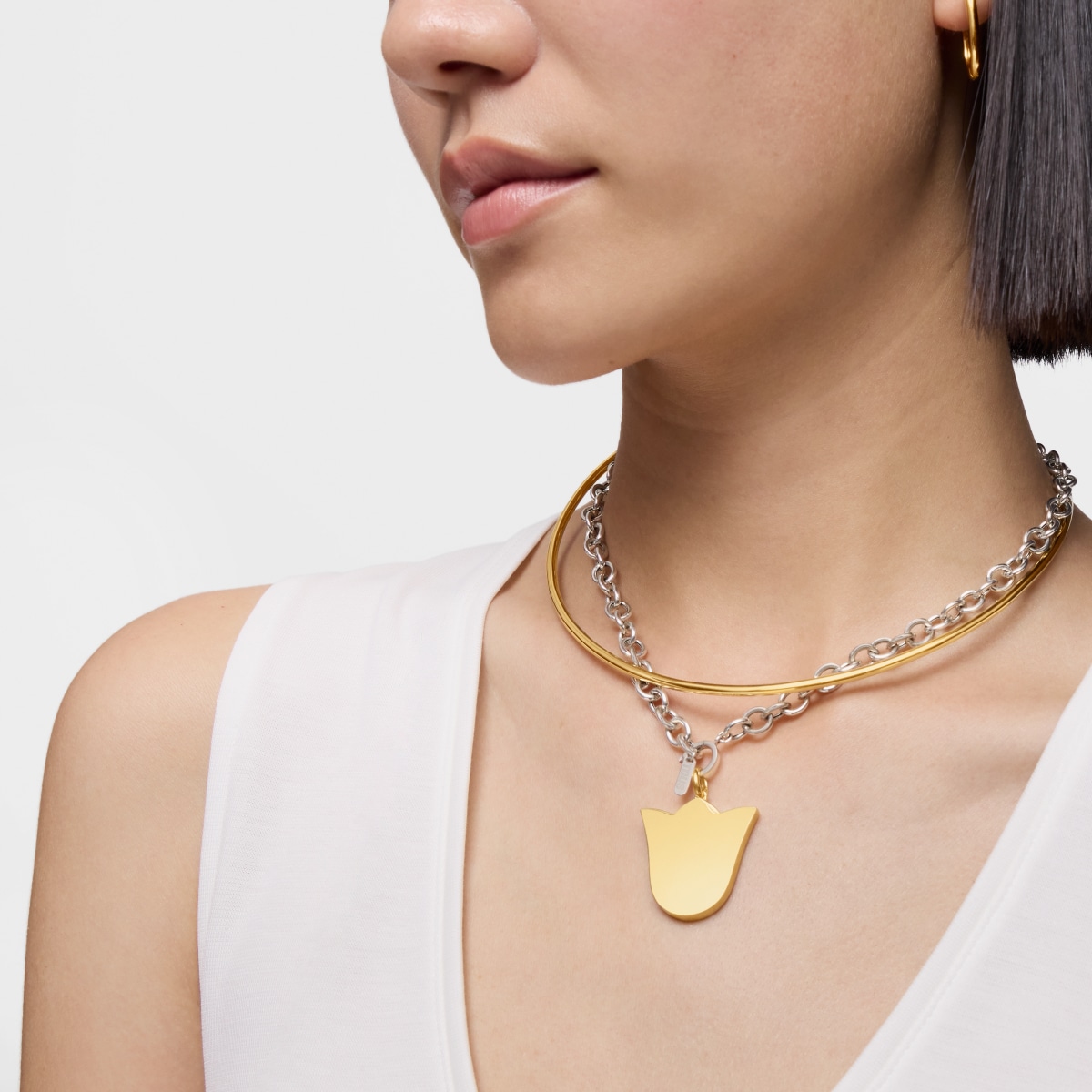 Medium 29mm 18kt gold plating over silver tulip Pendant Sweet Dolls