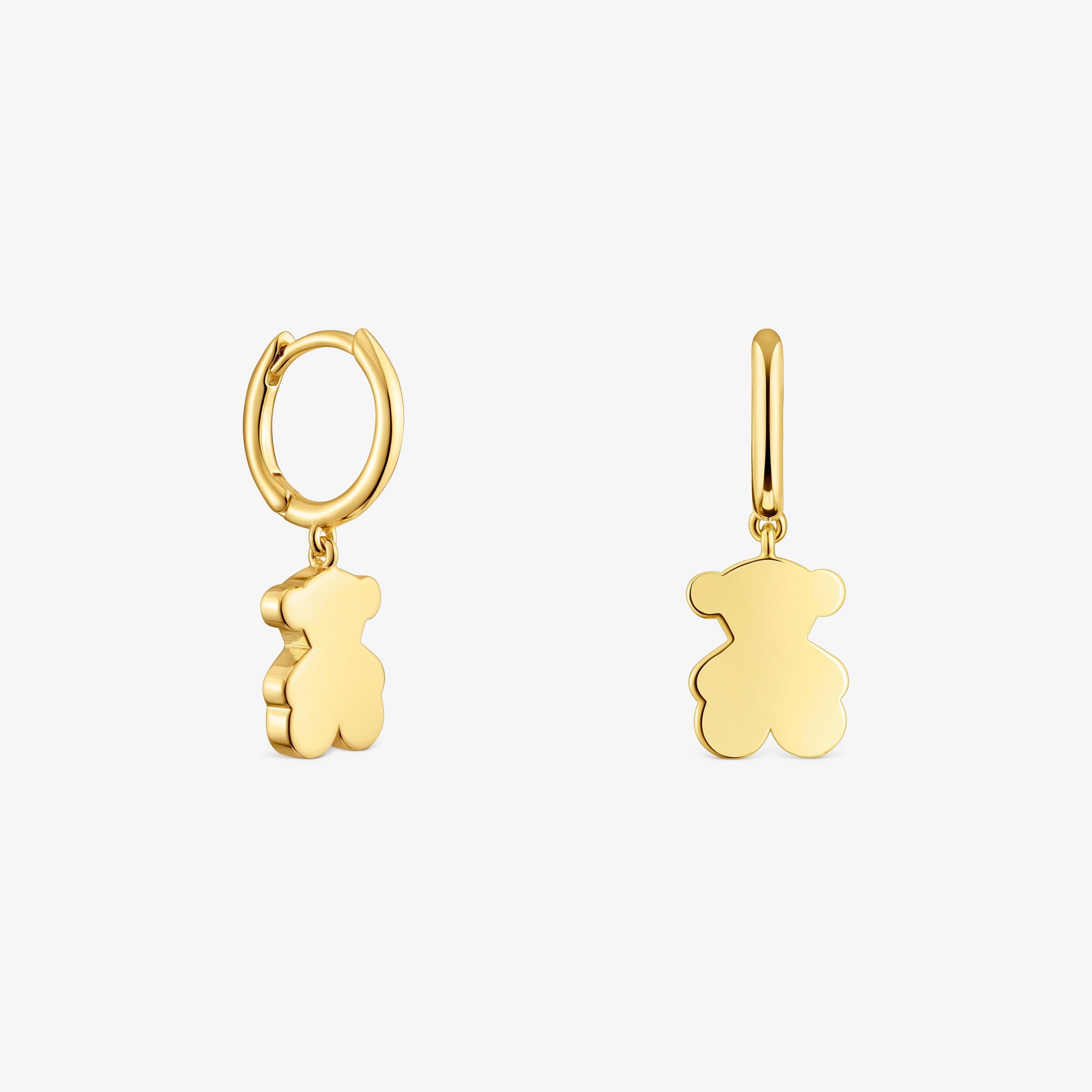 18K gold vermeil Hoop earrings with 18K gold vermeil and bear pendant charm TOUS Sweet Dolls