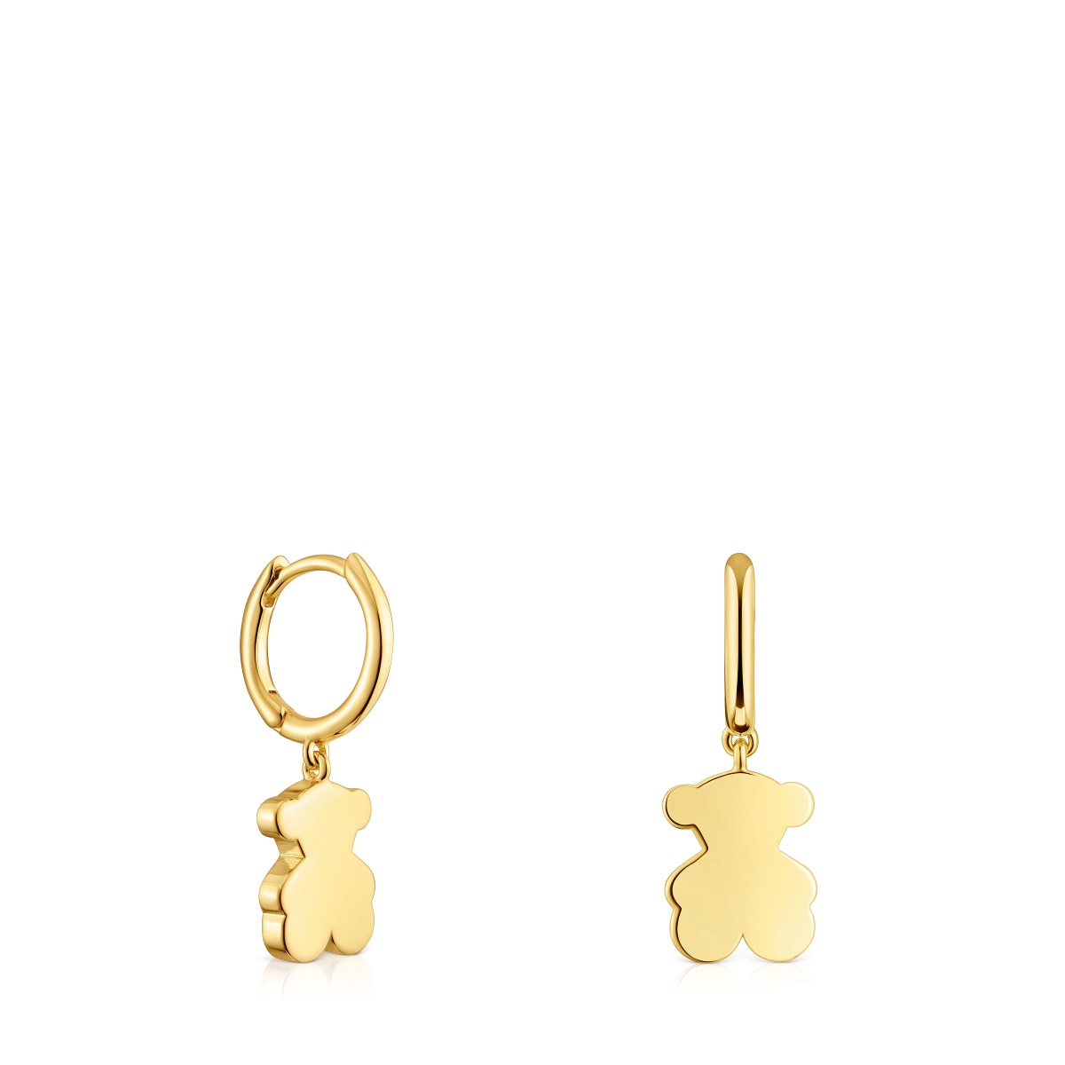 18kt gold plating over silver Hoop earrings with 18kt gold plating over silver and bear pendant charm TOUS Sweet Dolls