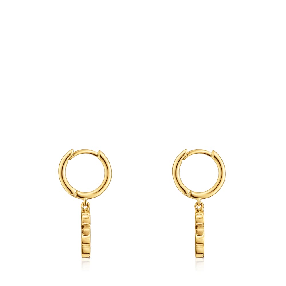 Pendientes aro con baño de oro 18 kt sobre plata y detalle oso colgante Sweet Dolls image number 1