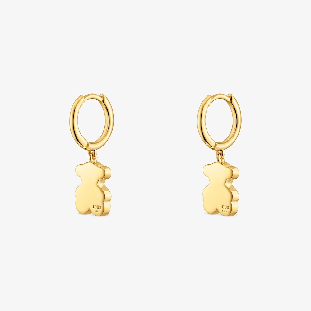 Creolen Sweet Dolls aus 18&nbsp;kt vergoldetem Silber mit B&auml;ren-Anh&auml;nger