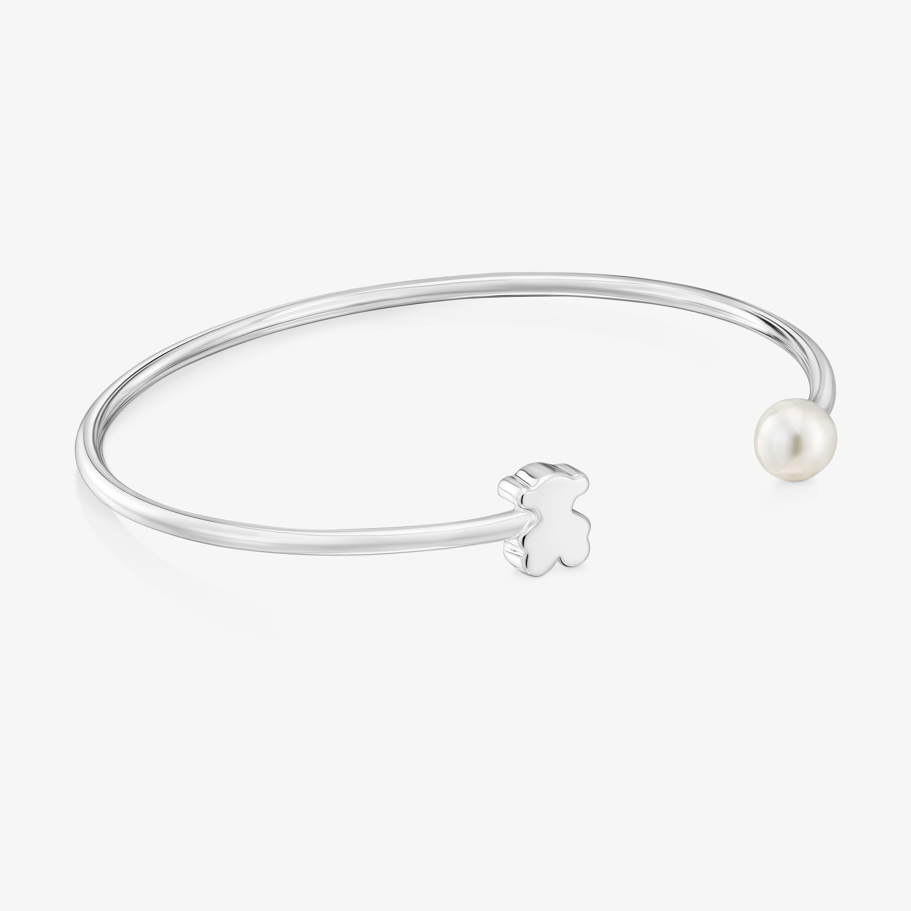 Silver Bangle with cultured pearl Sweet Dolls