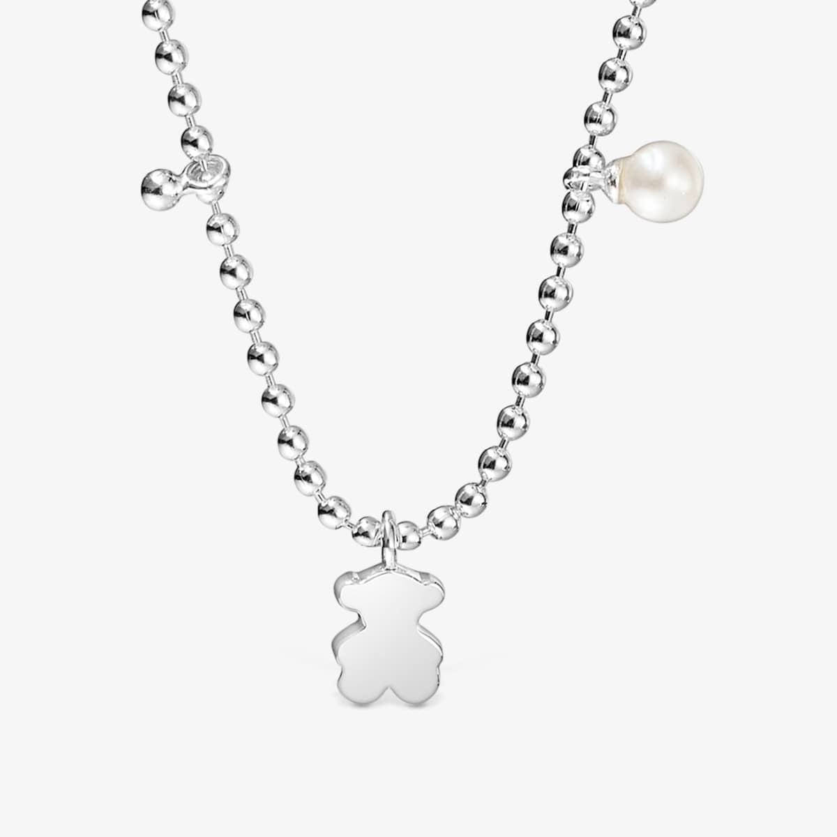 Tous - Collar Corto De Plata Perlas Cultivadas Y Detalle Colgante Oso Sweet Dolls - Blanco