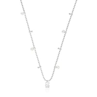Short silver Necklace with cultured pearls and bear pendant charm Sweet Dolls